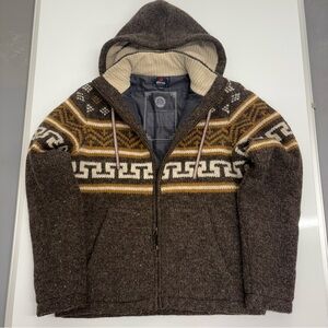 Sherpa Kirtipur Wool Zip Hoodie Sweater L Brown Nepal